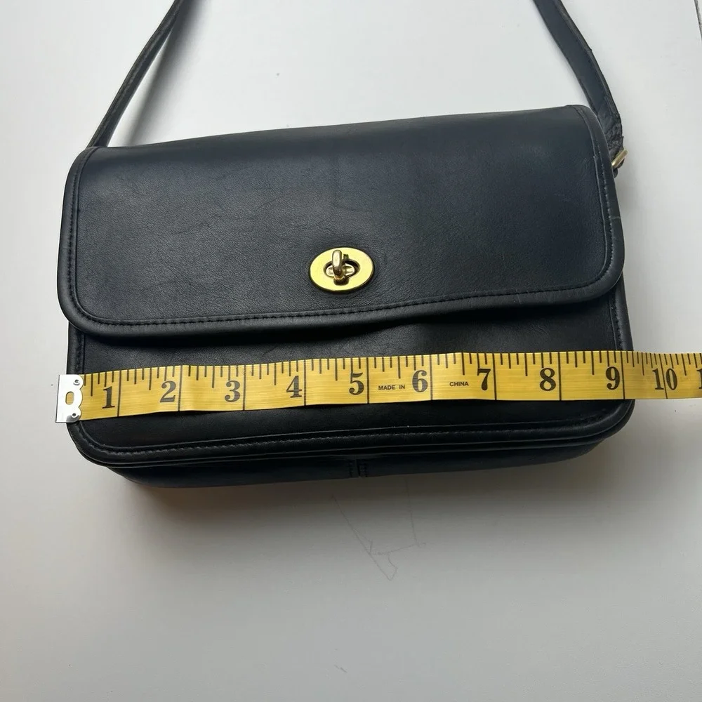 COACH 0171-256 Compartment Bag Black Glove Cowhide Leather Crossbody 9850 Vtg.